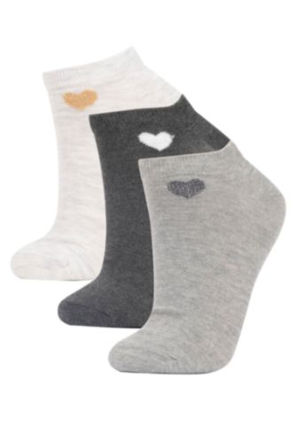 WOMAN MIXED Women 3 Pack Cotton Booties Socks