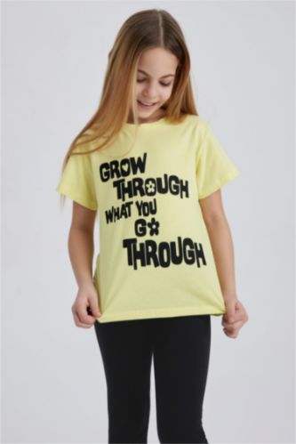GIRLS & TEENS Light Yellow Girl Regular Fit Short Sleeve T-Shirt