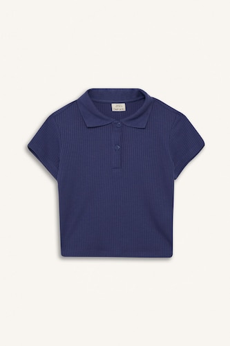 Slim Fit Basic Fitilli Kaşkorse Tişört Kız Çocuk