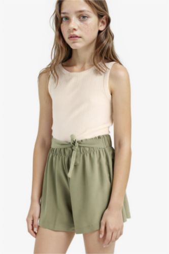 Kız Çocuk Bisiklet Yaka Basic Düz Atlet