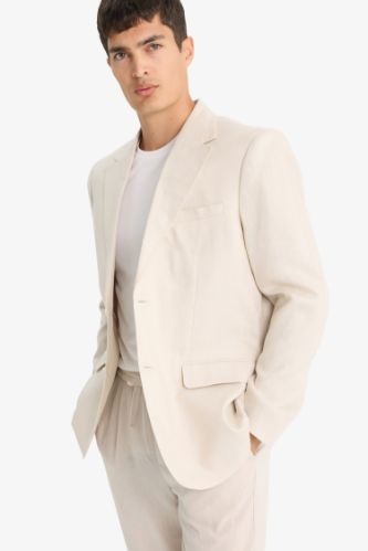 Regular Fit Half Lining Linen Blazer Jacket