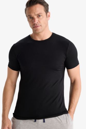 Premium Slim Fit Dar Kesim Bisiklet Yaka Kısa Kollu Modal Üst