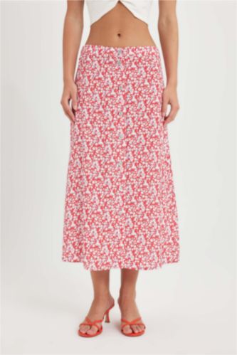 A-Line Patterned Regular Waist Midi Skirt