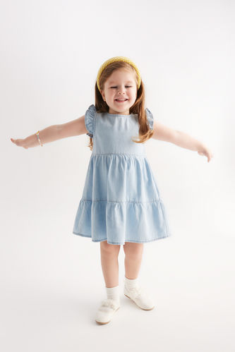 Джинсовое платье без рукавов для малышей девочек