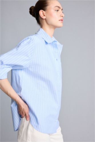 Әйелдерге Ашық Көк Oversize жейде