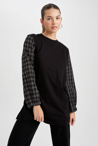Regular Fit Sweatshirt Fabric Long Sleeve Dress