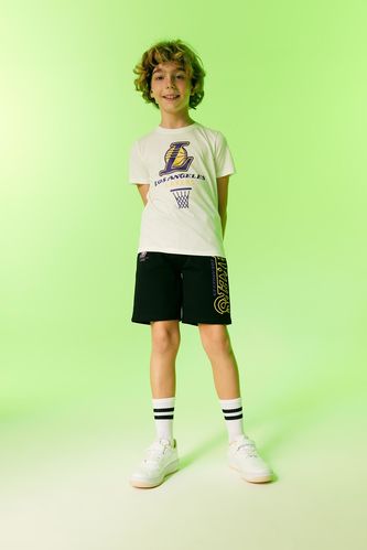 Ұлдарға NBA Los Angeles Lakers Лицензиялық дөңгелек жаға қысқа жеңді Қысқа жеңді футболка