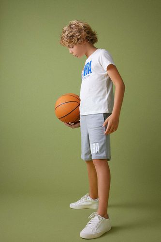شورت اولادي من قماش رقيق قصة عادية من NBA