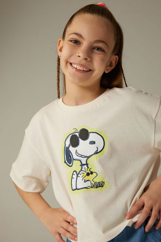 Kız Çocuk Snoopy Crop Kısa Kollu Tişört