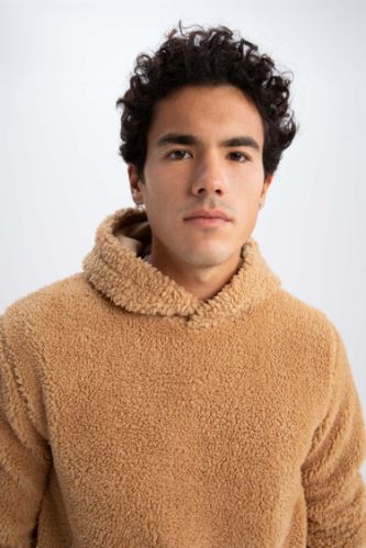 High-Neck Hoodie with Kangaroo Pocket