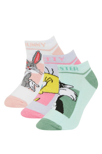 Girl Looney Tunes Licensed 3 Pack Cotton Booties Socks