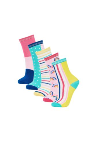 GIRLS & TEENS MIXED Girls 5 Pack Cotton Long Socks