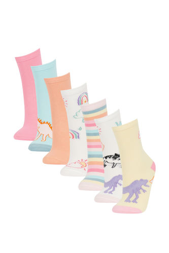 Girls 7-Pack Cotton Long Socks