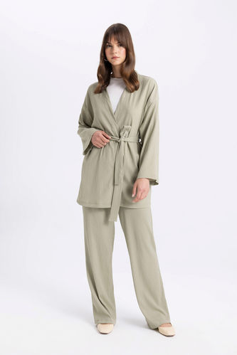 Relax Fit Wrinkled Wide Leg Trousers