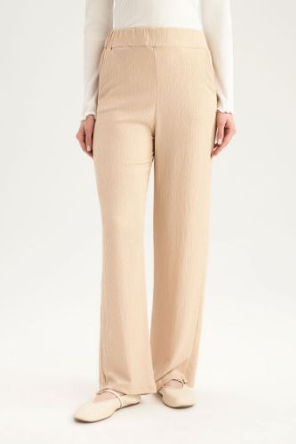 Relax Fit Beli Lastikli Basic Düz Bürümcük Pantolon
