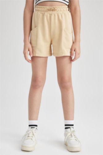 Girls & Teens Beige شورت بناتي قماش رقيق