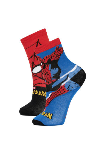 Boy Marvel Spiderman Licensed 2-Pack Cotton Long Socks