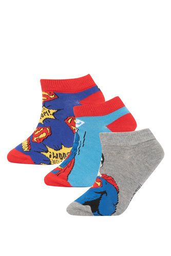 Erkek Çocuk Superman 3'lü Pamuklu Patik Çorap