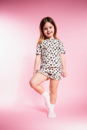 Baby Girl Leopard Patterned T-Shirt Shorts 2 Piece Set