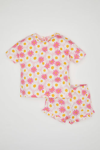 Baby Girl Floral Short Sleeve T-Shirt Shorts 2 Piece Set