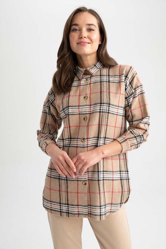 Regular Fit Flannel Long Sleeve Tunic