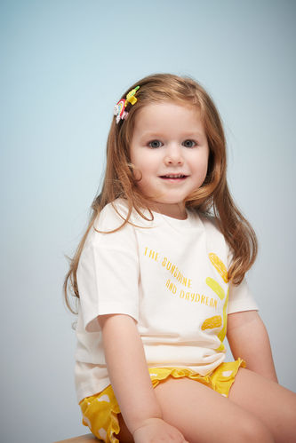 Baby Girl Printed Short Sleeve T-Shirt Shorts 2-Pack Set