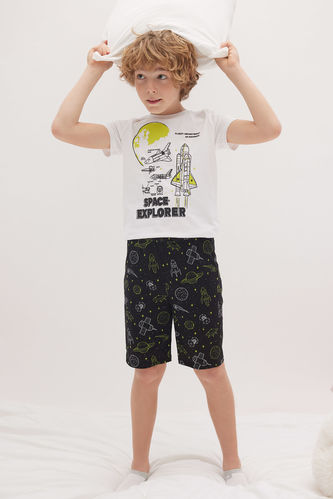 Boy Printed Short Sleeve Shorts Pajamas Set