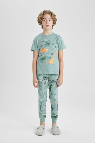 Boy Regular Fit Dinosaur Printed 2 Piece Pajama Set