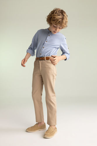 Boy Belted Gabardine 2 Piece Trousers