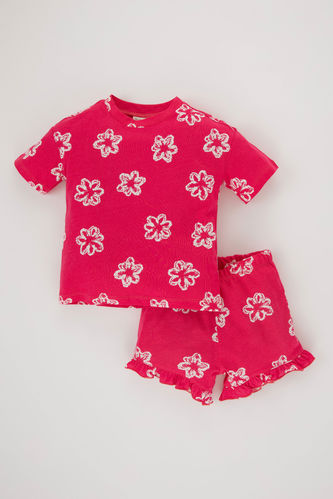 Baby Girl Floral Short Sleeve T-Shirt Shorts 2-Pack Set