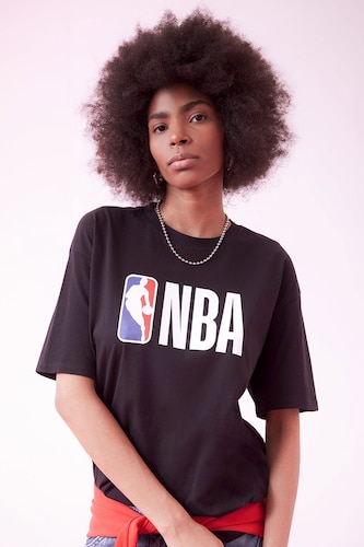 Әйелдерге қара NBA дөңгелек жаға Қысқа жеңді футболка