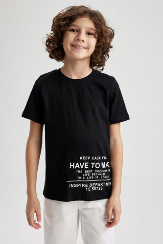 T-Shirt À Manches Courtes Imprimé Col Ras Du Cou Garçon