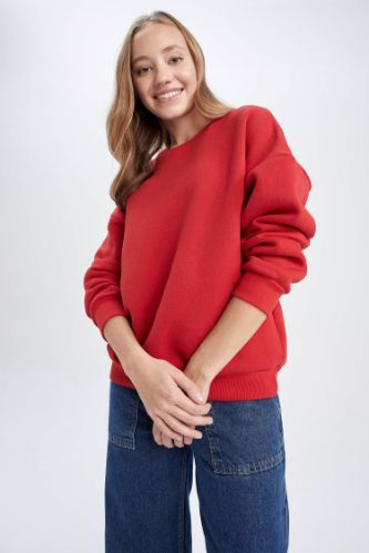 Bisiklet Yaka Basic Sweatshirt