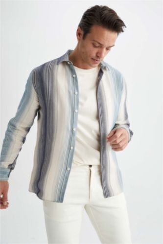 HOMME Blanc Chemise à manches longues coupe moderne