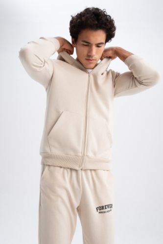 Regular Fit Fermuarlı Kapüşonlu Sweatshirt