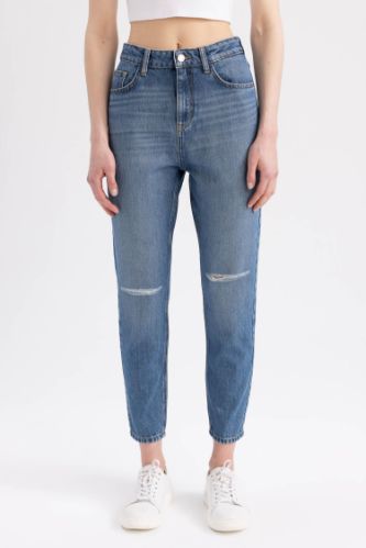WOMAN Blue DeFacto X Wiser Wash Mom Fit Jean  Cotton Trousers