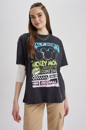 Disney Mickey & Minnie T-Shirt À Manches Courtes İmprimé Coupe Oversize Sous Licence