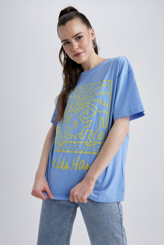 Keith Haring Oversize Fit Crew Neck Short Sleeve T-Shirt