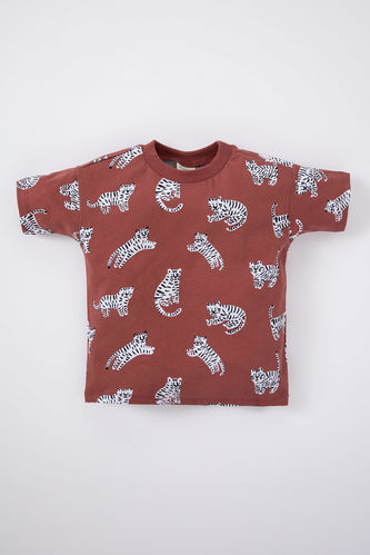 Baby Boy Regular Fit Animal Patterned Short Sleeve T-Shirt