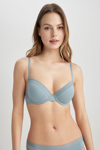 Blue WOMEN Fall in Love Lace Detailed Filled Push Up Bra 2797916