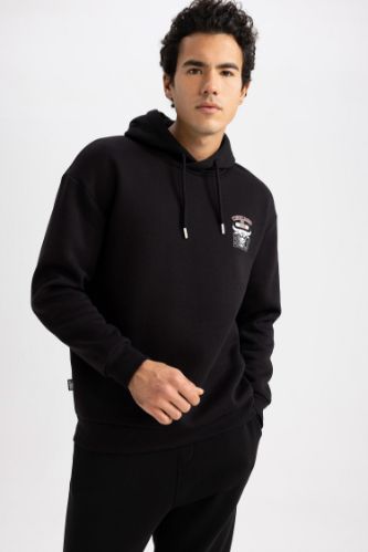 Black MAN Defacto Fit NBA Boxy Fit Hoodie Sportsman Sweatshirt 2758611 DeFacto