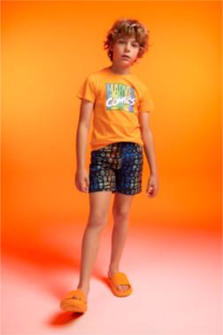 BOY MARVEL COMİCS SHORT SLEEVE T-SHİRT SWİMMİNG SHORTS 2-PACK