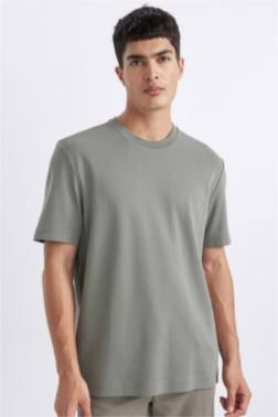 REGULAR FIT CREW NECK BASIC HEAVY FABRIC T-SHIRT