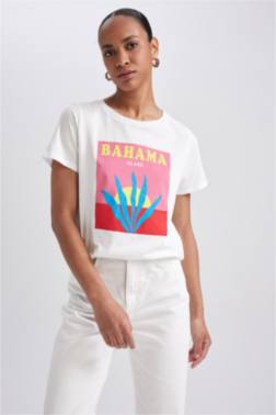 T-SHIRT COUPE RÉGULIÈRE IMPRIMÉ COL RAS DU COU