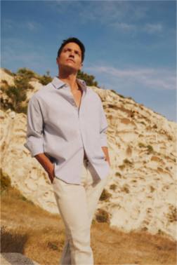 RELAX FİT POLO NECK PRİNTED LONG SLEEVE SHİRT