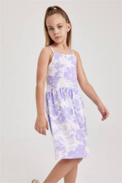 GİRL PATTERNED COTTON DRESS