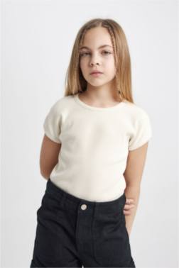 GİRL SLİM FİT CREW NECK BASİC RİBBED CAMİSOL T-SHİRT