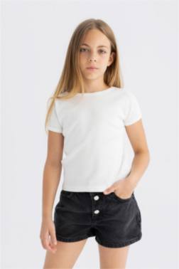 GİRL SLİM FİT CREW NECK BASİC RİBBED CAMİSOLE T-SHİRT