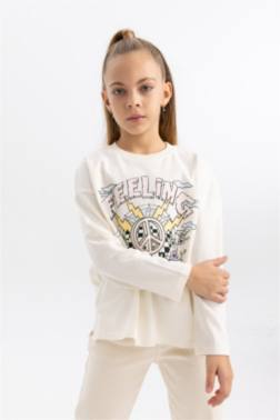 GIRL OVERSIZE FIT CREW NECK COMBED COTTON T-SHIRT