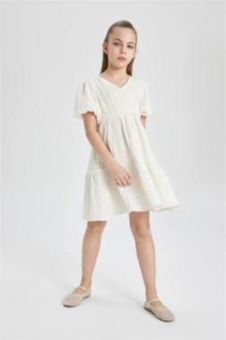 REGULAR FİT SHORT SLEEVE WOVEN DRESS